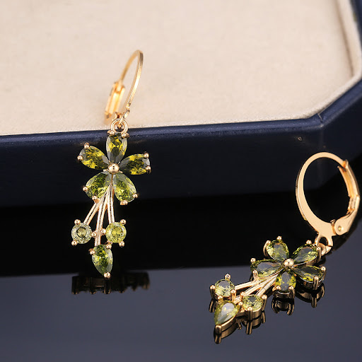 Title 13, Fashion OL Copper Inlaid Zircon Flower Earrings...