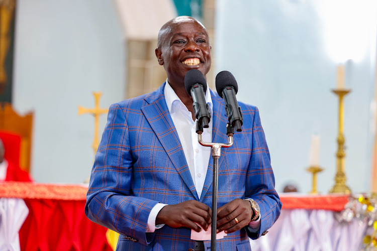 Deputy President Rigathi Gachagua at Sacred Heart Endarasha Catholic Church, Kieni Constituency, Nyeri County on May 19, 2024