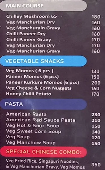 Youth Dosa menu 