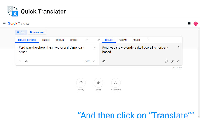 quick translator with google translate