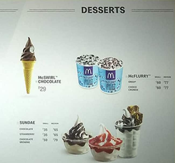 McDonald's menu 