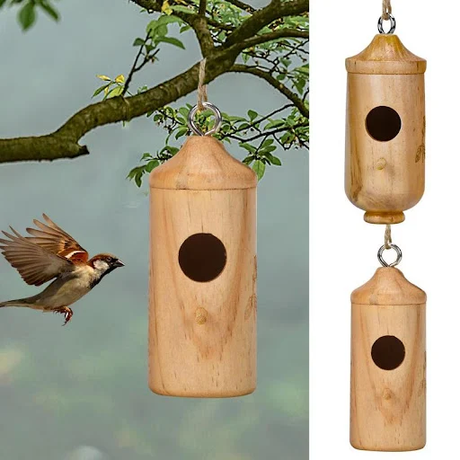 Wooden Hummingbird House Wild Bird Tree Hanging Feeder For Outdoor Garden Yard Decoration Swallow Sparrow Nesting Suppli