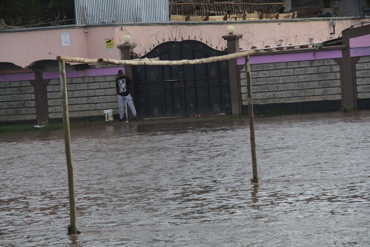 A section of Likii estate on the outskirts of Nanyuki town that has been completely submerged by the current floods.