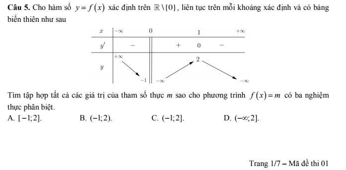 Đề minh họa lần 2 của bộ năm 2017 dayhoctoan.vn 50 câu trắc nghiệm 