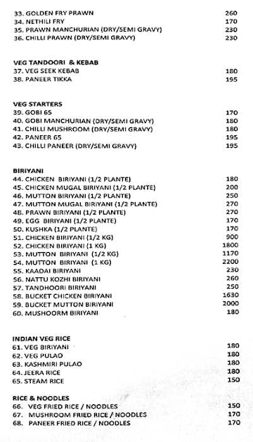 New Hyderabad biriyani menu 