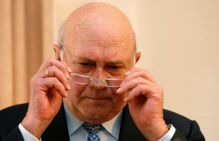 FW de Klerk. Picture: Mike Hutchings/Reuters