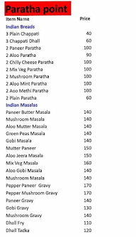 Paratha Point menu 1