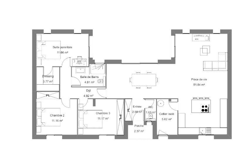  Vente Terrain + Maison - Terrain : 900m² - Maison : 110m² à Salles-sur-Garonne (31390) 