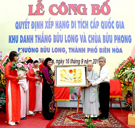 Chùa Bửu Phong nhận bằng Di tích quốc gia