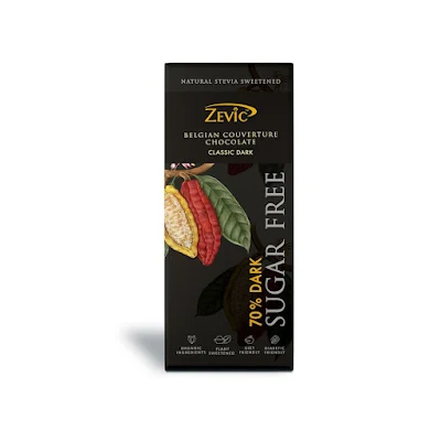 ZEVIC CHOC STEVIA 70% DARK 40GM / DEFAULT