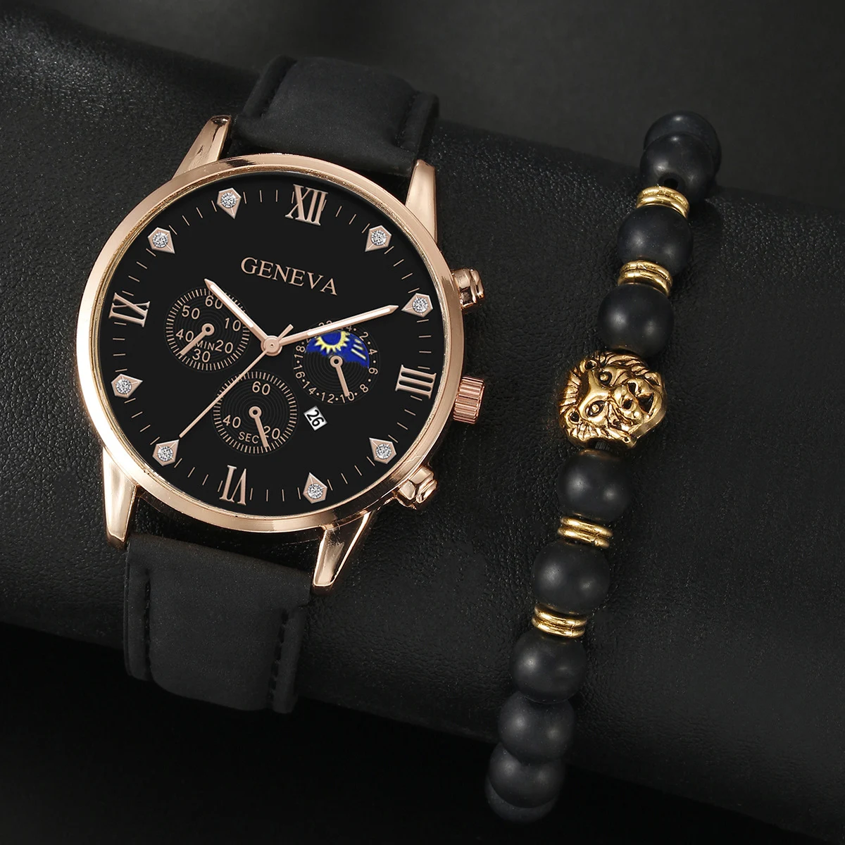 Title 3, Heren casual mode quartz horloge met riem, perf...