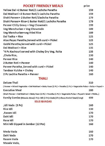 Sagar Ratna menu 