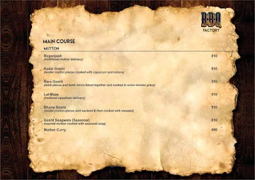 BBQ Factory menu 