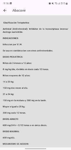 Screenshot Vademecum de medicamentos