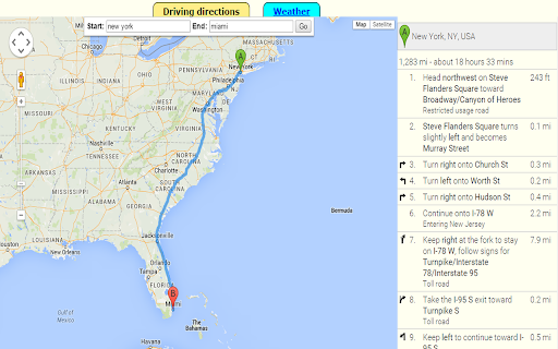 Driving directions with weather information