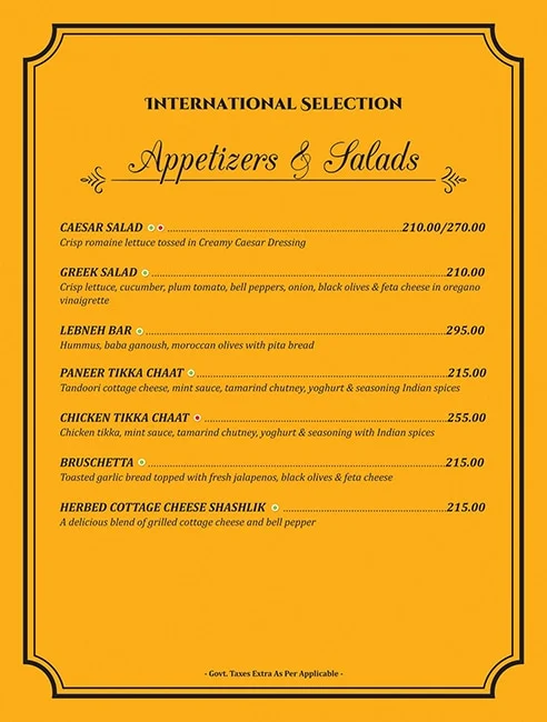 14 Tables menu 