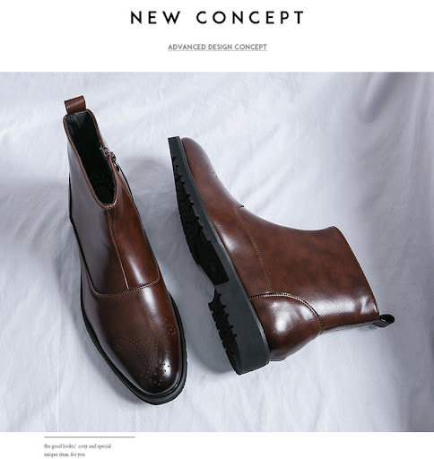 Title 11, Mens Fall Winter Business Leather Boots, Zippe...