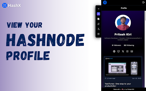 HashX: Access Hashnode blogs on every website