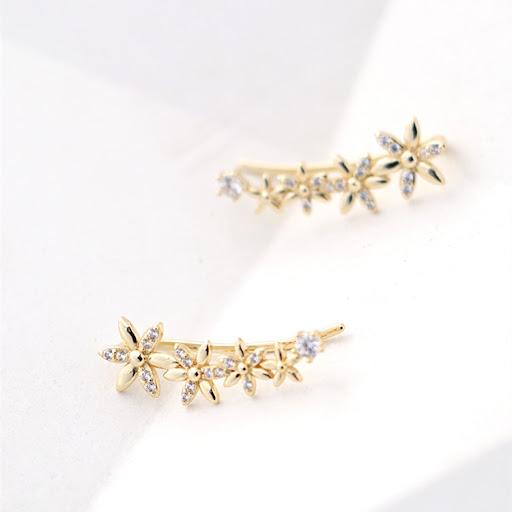 Title 5, Womens Zircon Flower Earrings for Non-Pierced ...