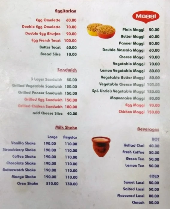 Parantha Express menu 