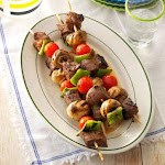 Vegetable Steak Kabobs Recipe was pinched from <a href="http://www.tasteofhome.com/recipes/vegetable-steak-kabobs" target="_blank">www.tasteofhome.com.</a>