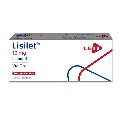 Lisinopril 10 mg Lisilet Leti Caja x 30 Comprimidos    