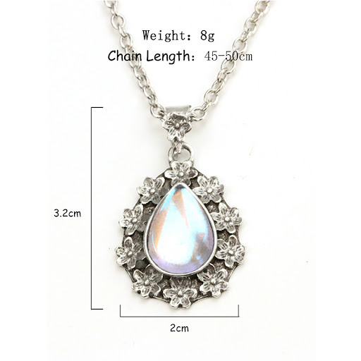 Title 6, Bohemian Vintage Flower Moonstone Pendant Neckl...