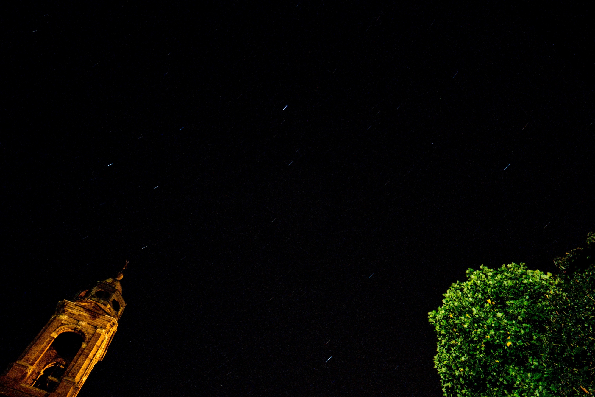 cielo stellato, campanile e albero. di Gil