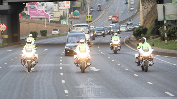 The late President Mwai Kibaki's procession to Othaya on Saturday, April 30, 2022.