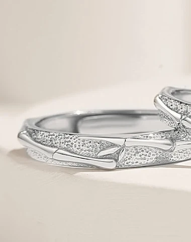 Bamboe patroon reliëf ring voor her - 3