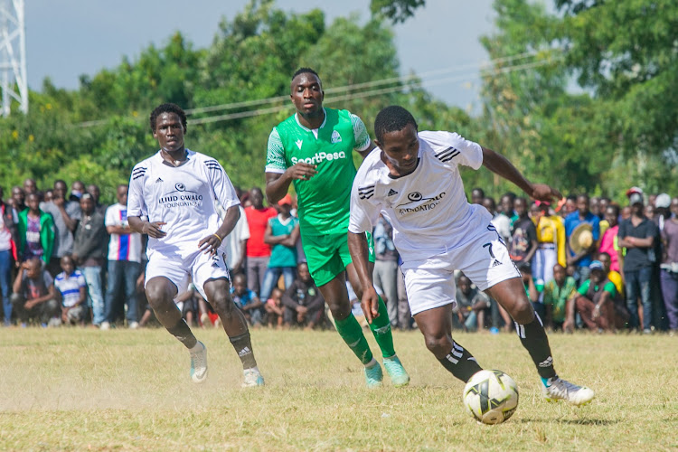 Part of the action between Gor Mahia and Nyanza Combined on Saturday in Siaya