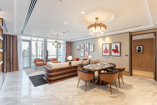 Modern living and dining room with view - Prestige apartment / penthouse for sale in Dubai, 2 bedrooms