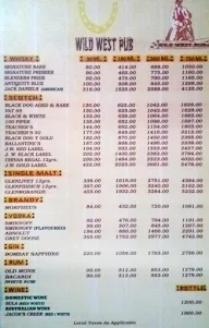 Wild West Pub menu 1