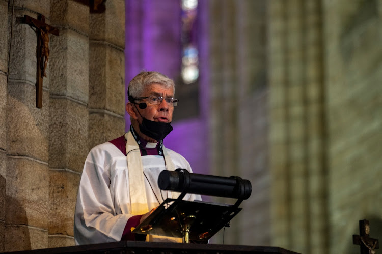 Reverend Michael Nuttall speaks during the state funeral of the late Archbishop Emeritus Desmond Tutu at St George's Cathedral. Picture: JACO MARAIS/POOL VIA REUTERS