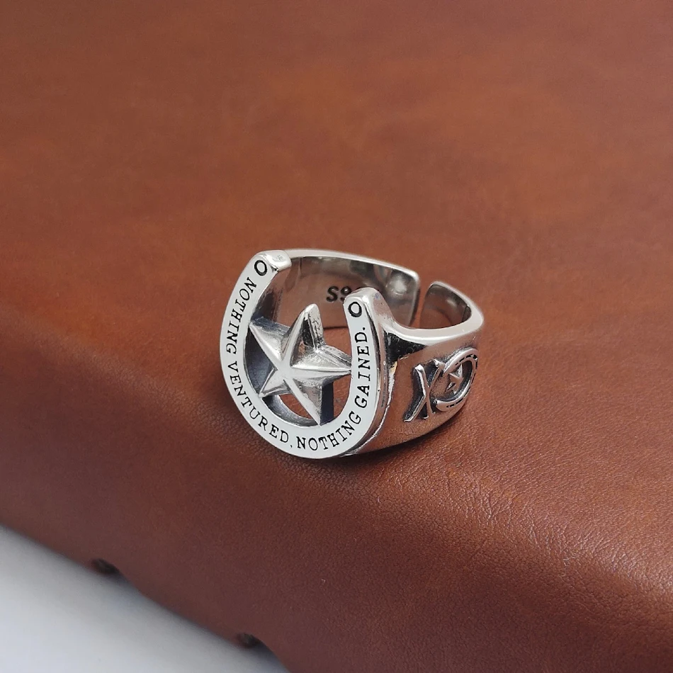 S925 Sterling Silver Pentagram Ring for Men, A Symbol of Mystery and Elegance, High-Quality Men's Jewelry, Perfect for D