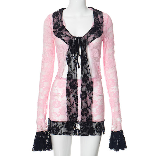 Title 25, Sexy Lace Lace Long-sleeved Stitching Suit