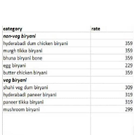 Inayat Biryani menu 1