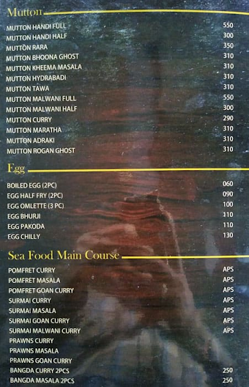 Ocean Grill Restaurant menu 