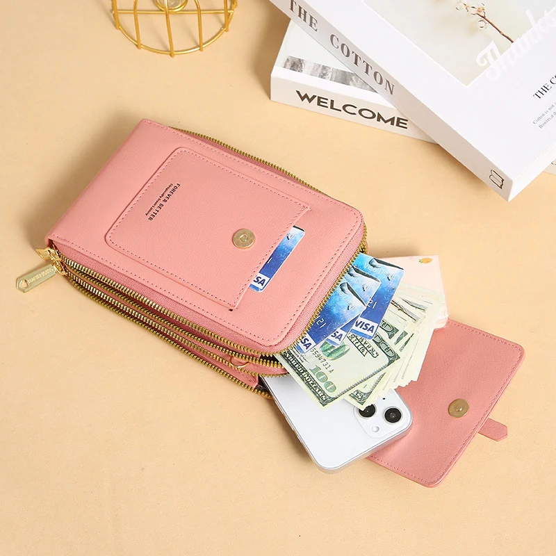 Multifunctionele crossbody telefoon tas met transparant touchscreen. Handig, veilig en stijlvol voor onderweg.