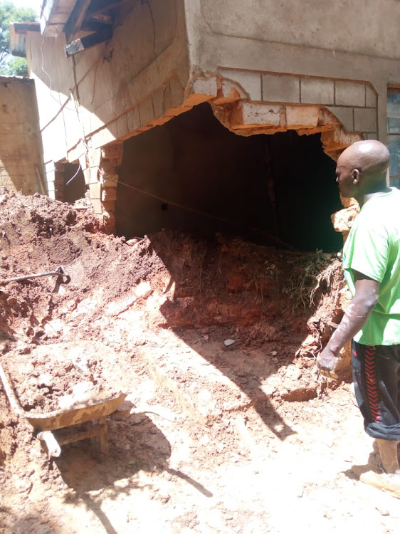 A house that was destroyed by mudslide in Kyatuku village in Kilungu, Makueni on Saturday night