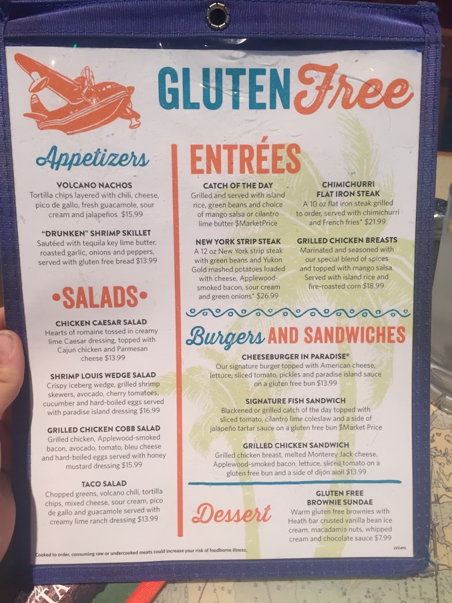 Gluten-free menu