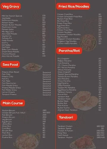 Taazish menu 