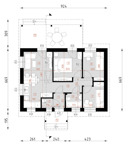 D57 - Luiza wersja drewniana WT2021 - Rzut parteru