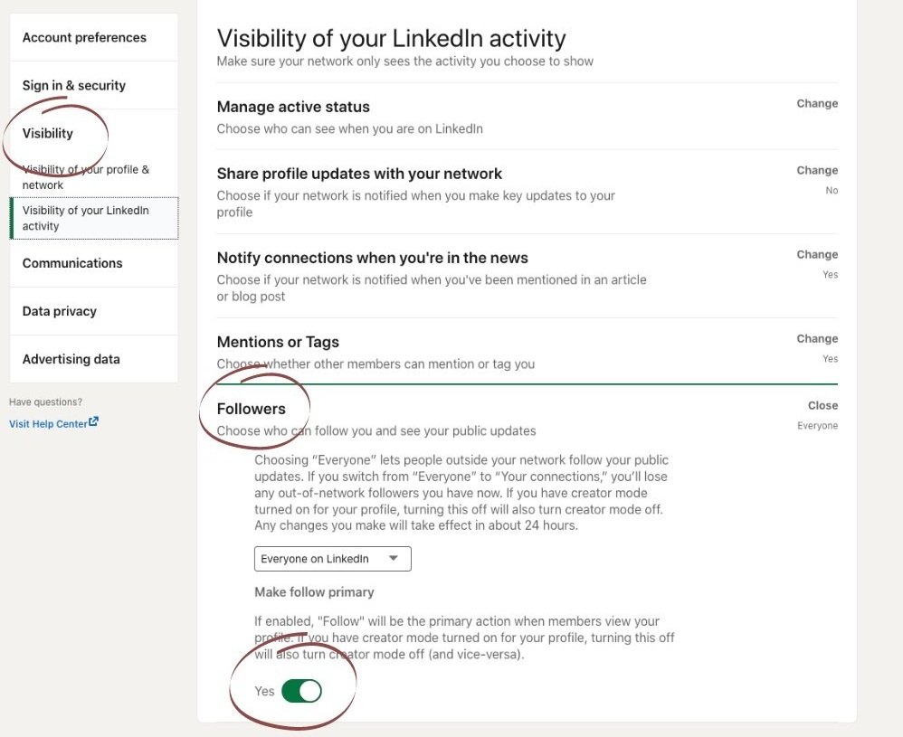 Change your connect button to a follow button on LinkedIn