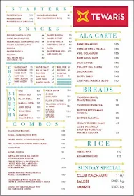 Tewari Bros. Mithaiwala menu 2