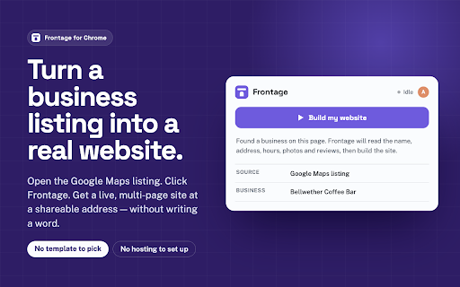 Frontage — your website in one click screenshot 1