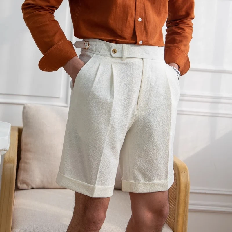 British Casual Korean Style Seersucker Pants. Lightweight, breathable trousers for a relaxed and stylish summer look. Pe