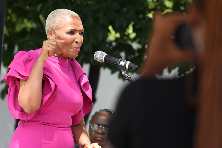 Ria Ledwaba speaks during a ress conference in response to her ban by the South African Football Association in Randburg on Wednesday.