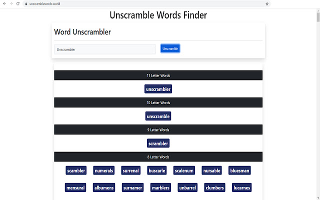 Unscramble Words chrome extension