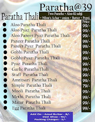 Paratha At 39 menu 1